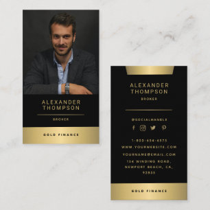 Carte De Visite Classy Elegant Gold Stripe CEO Photo professionnel