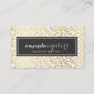 Carte De Visite CLASSY feuillage moderne motif feuille d'or logo b