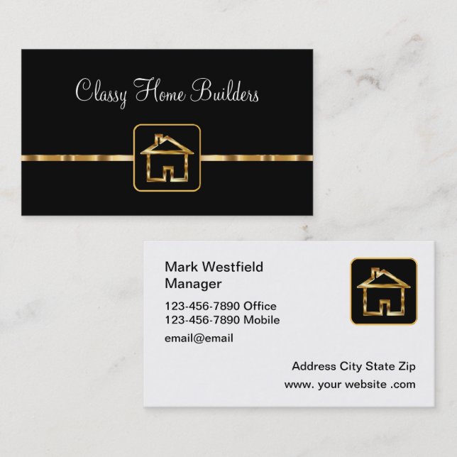 Carte de visite Classy Homes Builder (Devant / Derrière)