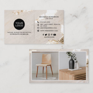 Carte De Visite Classy Modern Gold Foil Logo 2 Photos Médias socia