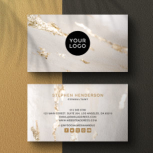Carte De Visite Classy Modern Gold Foil Logo & médias sociaux