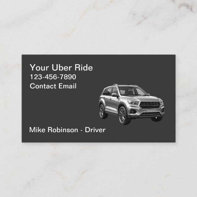 Carte De Visite Classy Modern Simple Uber Driver Taxi (Devant)