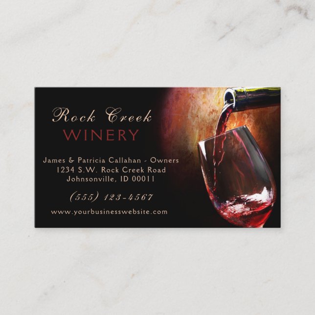Carte De Visite Classy Pouring Bourgogne Red Wine Winery (Devant)