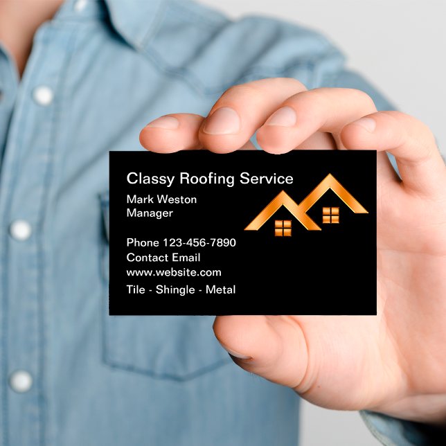 Carte De Visite Classy Roofing Construction Business Cards (Créateur téléchargé)