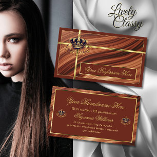 Carte De Visite Classy Royal Brown Gold Crown Noble et impressionn