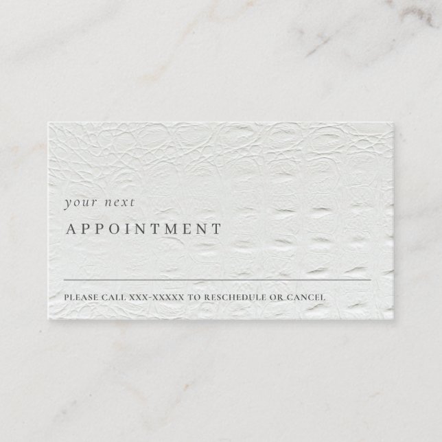 Carte De Visite Classy Simple Ivoire Blanc Cuir Texte Rendez-vous (Devant)