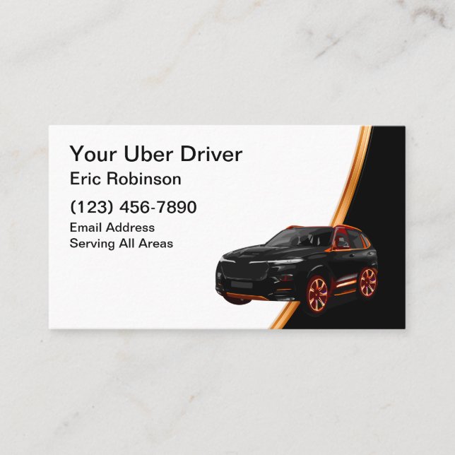Carte De Visite Classy Simple Uber Driver Ride Hailing  (Devant)