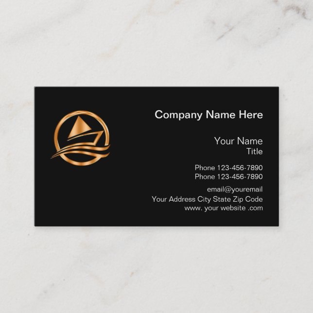 Carte De Visite Classy Yacht Broker thème de vente de bateaux (Devant)