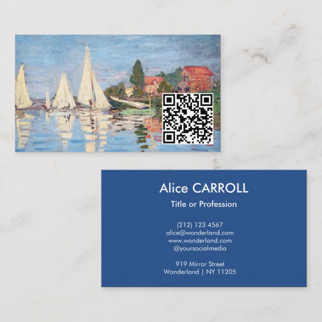 Carte De Visite Claude Monet - Regattas à Argenteuil - QR Code (Devant / Derrière)