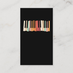 Carte De Visite Clavier Coloré Touches Piano Piano Retro Pianist