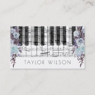 Carte De Visite clavier de fleurs bleues
