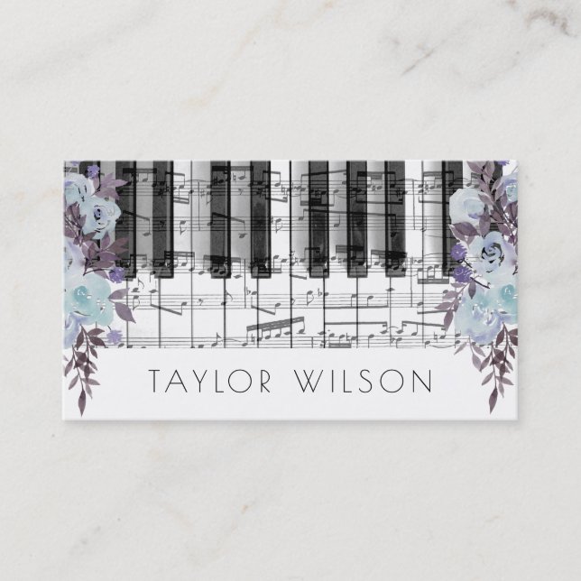 Carte De Visite clavier de fleurs bleues (Devant)