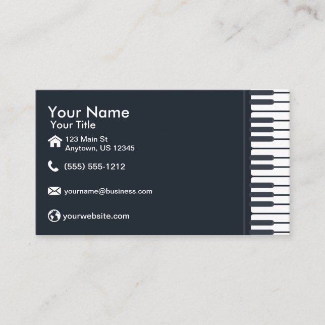 Carte De Visite Clavier de piano (Devant)