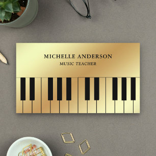 Carte De Visite Clavier de piano en feuille d'or Musicien Pianiste