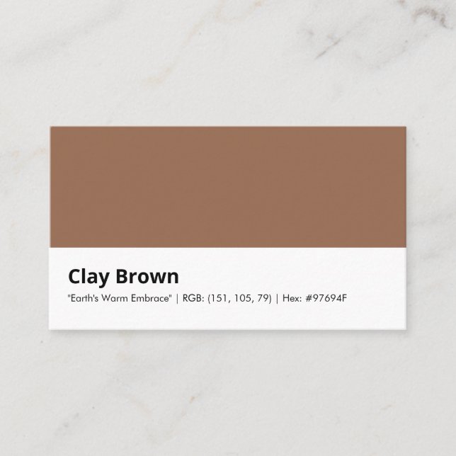 Carte De Visite Clay Brown | "L'acceptation chaude de la Terre" (Devant)