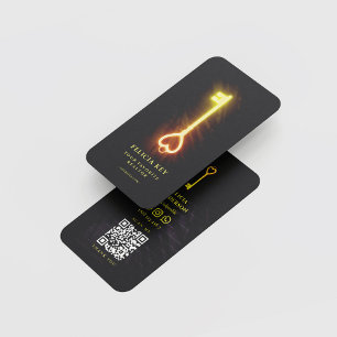 Carte De Visite Clé d'amour brillante de l'agent immobilier