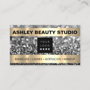 Carte De Visite Clé de maquillage Clou Styliste Logo Gris Parties 