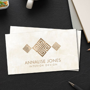 Carte De Visite Clé grecque de luxe - méandre grecque - Or Vintage