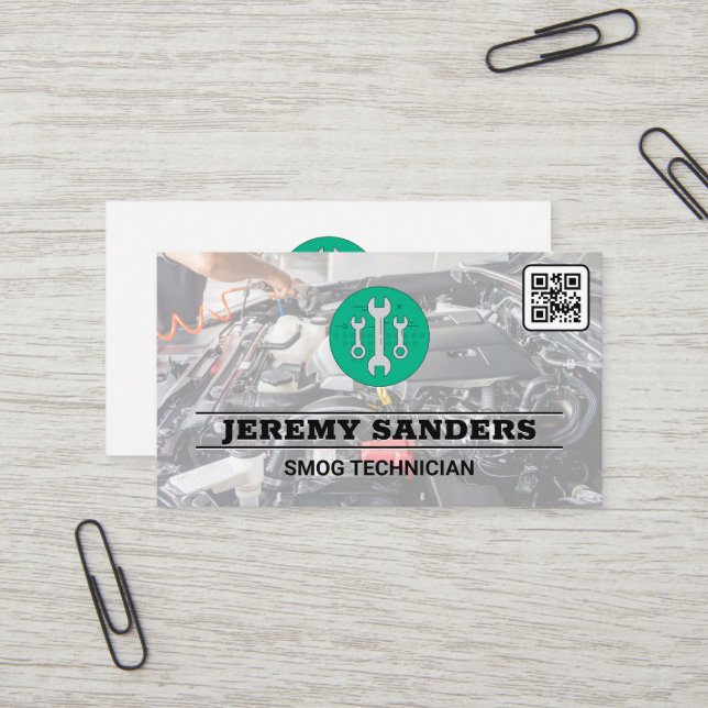 Carte De Visite Clé | Services Auto | Baie moteur | Code QR (Devant/Arrière en situation)