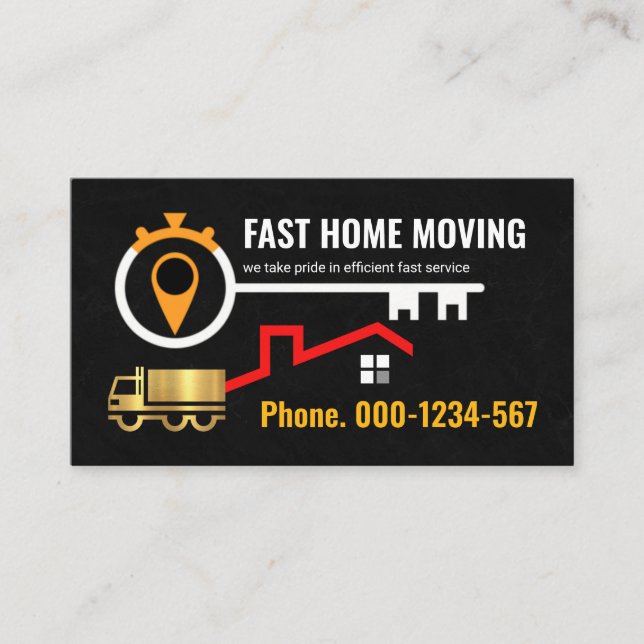 Carte De Visite Clé Stopwatch Gold Truck Moving Home (Devant)