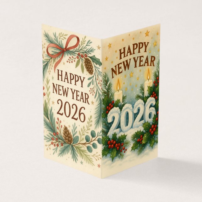 Carte De Visite clean happy new year 2026 business card (Extérieur)