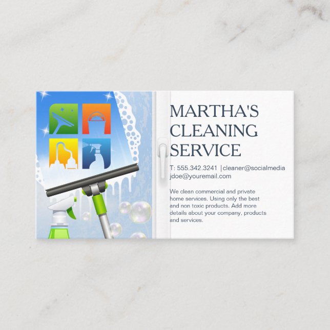 Carte De Visite Cleaner Icons | Squeegee | Maids (Devant)
