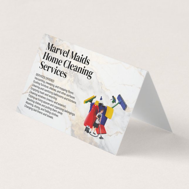Carte De Visite Cleaning Lady Mopping | Bucket Cleaning Equipment (Devant)