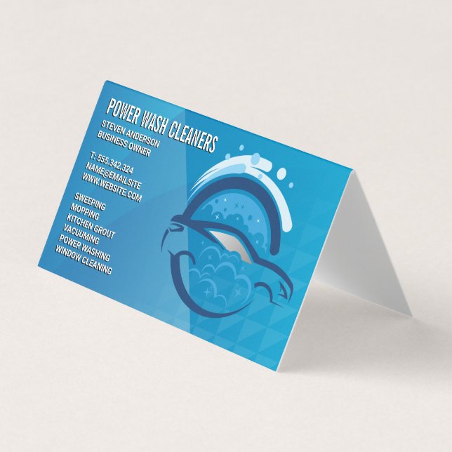 Carte De Visite Cleaning Services | Pressure Wash Car Bubbles (Devant)