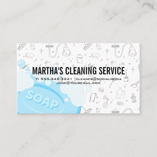 Carte De Visite Cleaning Services | Soap Bubbles | Maid (Devant)