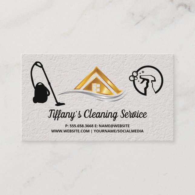 Carte De Visite Cleaning Supplies | Maid Cleaning | House Logo (Devant)