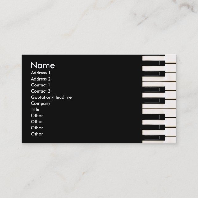 Carte De Visite Clés de piano (Devant)