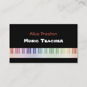Carte De Visite Clés de piano du professeur de musique  