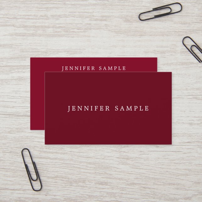 Carte De Visite Client Modèle moderne élégant Maroon rouge Riche (Devant/Arrière en situation)