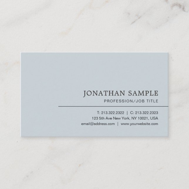 Carte De Visite Client Moderne Simple Professionnel Élégant Argent (Devant)