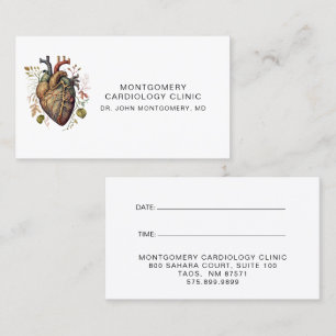 Carte De Visite Clinique de Cardiologie du Cœur Anatomique Minimal