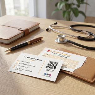 Carte De Visite Clinique de cardiologie Entreprise   Rendez-vous p