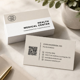 Carte De Visite Clinique de soins médicaux Médecin Beige
