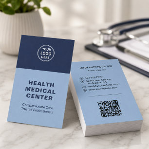 Carte De Visite Clinique de soins médicaux Médecin Bleu Vertical
