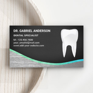 Carte De Visite Clinique Dentaire Black Mesh Steel Tooth Dentiste