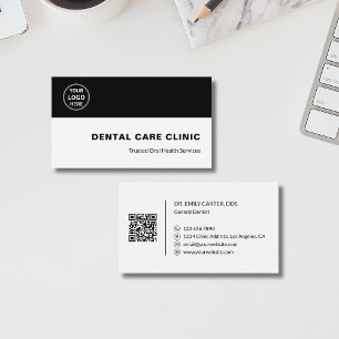 Carte De Visite Clinique dentaire Dentiste Code QR de logo personn