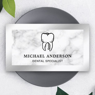 Carte De Visite Clinique dentaire en marbre Argent à huile Dentist