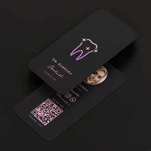 Carte De Visite Clinique dentaire esthétique Dentiste noir rose