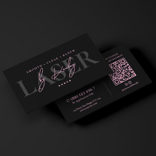 Carte De Visite Clinique Laser Minimal Rose Noir