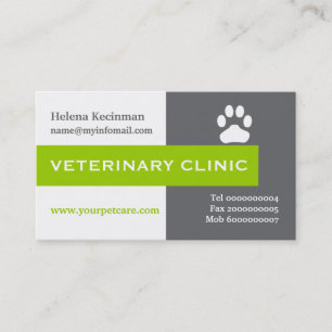 Carte De Visite Clinique vétérinaire et vétérinaire, citron vert d