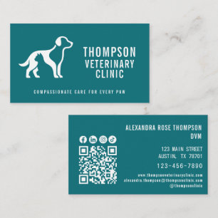 Carte De Visite Clinique vétérinaire Véto Animal Qr Code Icône soc