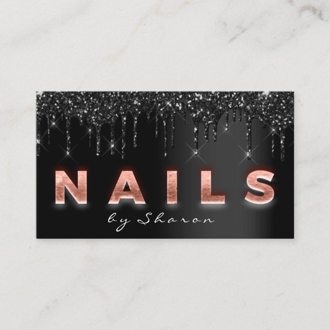 Carte De Visite Clou Artist Black Drives 9 Punches Rose Script (Devant)