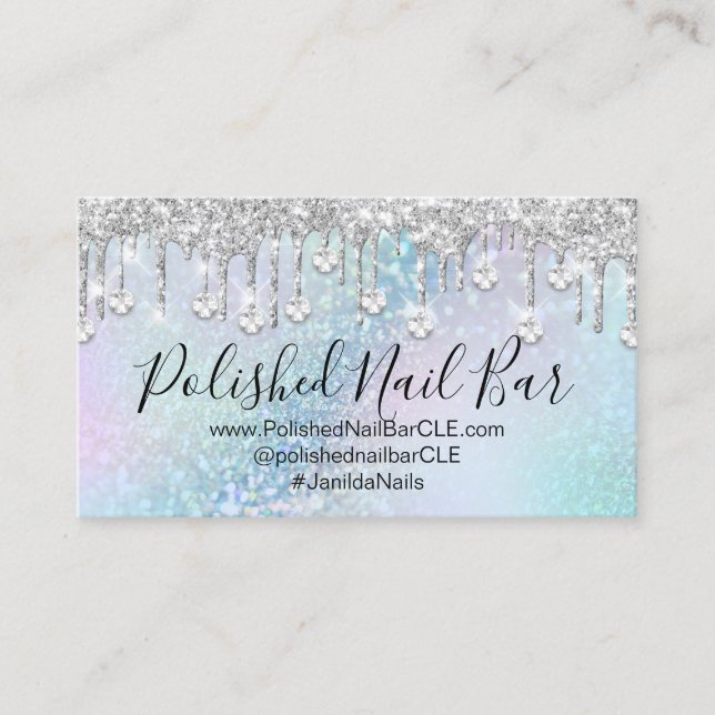Carte De Visite Clou Artiste Drives Blue Holographic Diamond (Devant)