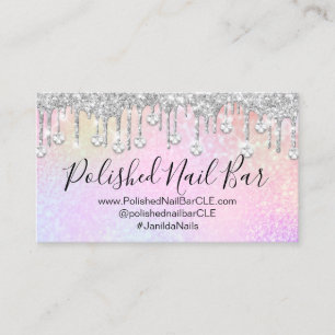 Carte De Visite Clou Artiste Holographe Diamond Silver Drip. Ombre