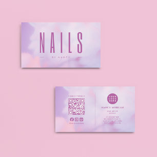 Carte De Visite Clou Artiste QR Code & Logo Purple Holographique