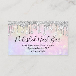 Carte De Visite Clou Artiste rose Holographe Diamond Argent Driver